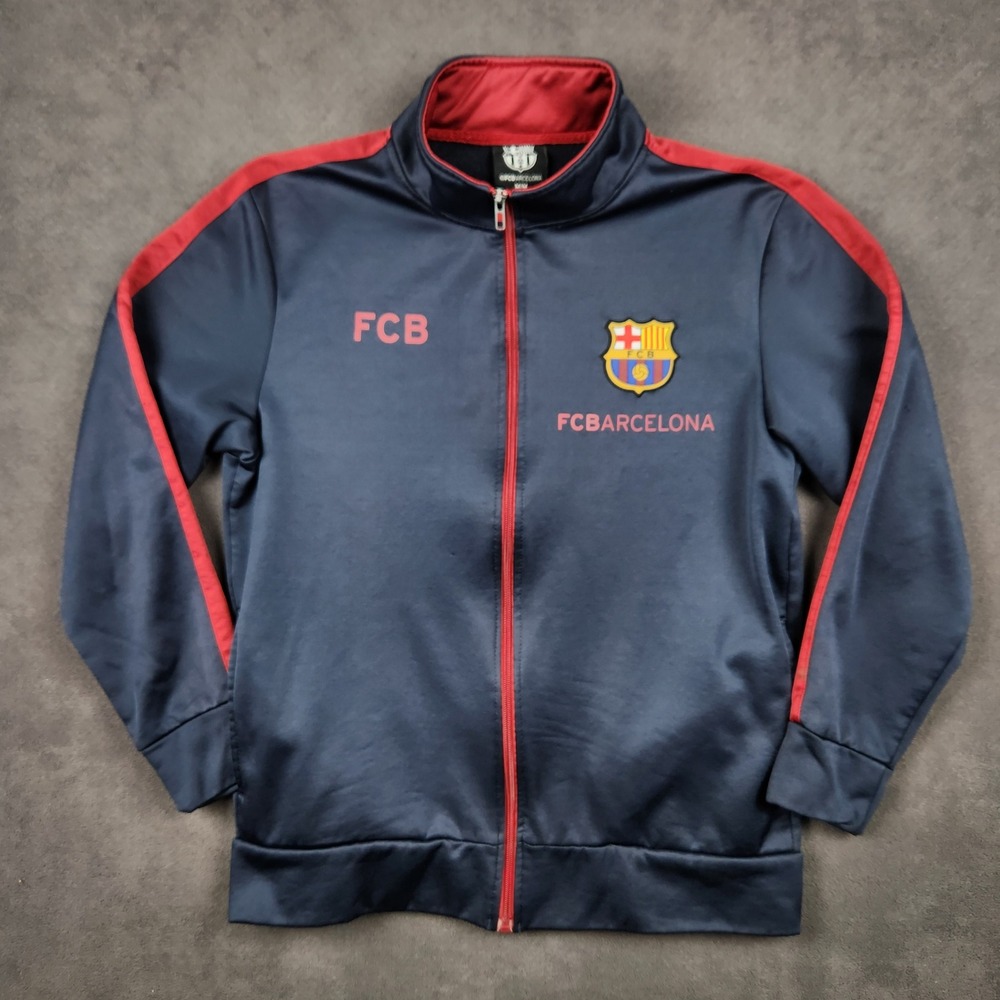 FC Barcelona Track Jacket Full Zip Navy Red FCB Soccer Mens Medium